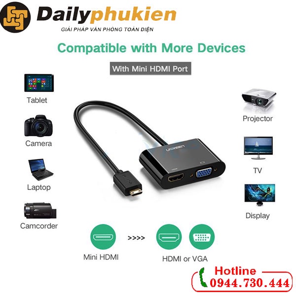 Cáp chuyển đổi HDMI to VGA&amp;HDMI Ugreen 40744 dailyphukien