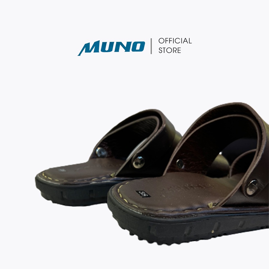 Dép da bò 100% nam Muno quai hậu da trơn cao cấp cho người trẻ và trung niên MD04
