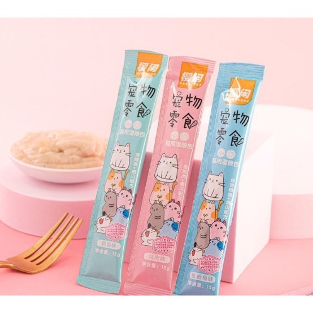 Súp thưởng cho mèo Shizuka thanh 15g Ollie Pet Shop 3 vị cá tuyết , cá ngừ và thịt gà