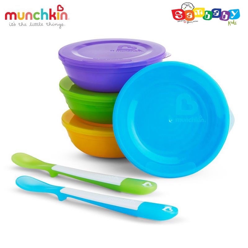 BỘ 4 BÁT + 2 THÌA CÓ NẮP ĐẬY MUNCHKIN