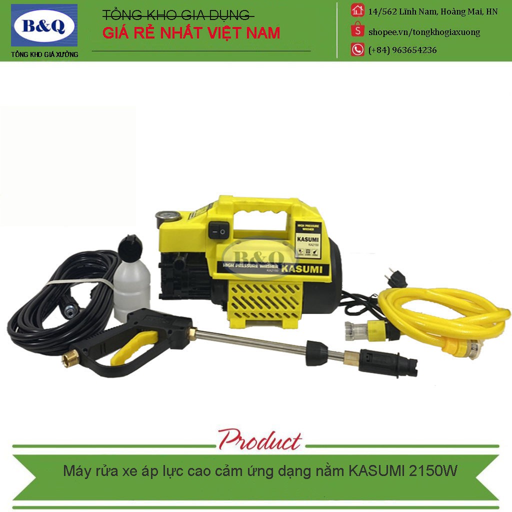 Máy rửa xe áp lực cao cảm ứng dạng nằm KASUMI 2150W tongkhogiaxuong