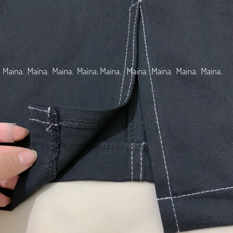 Chân váy jeans dài/ Chân váy xẻ tà chỉ nổi dễ mix đồ