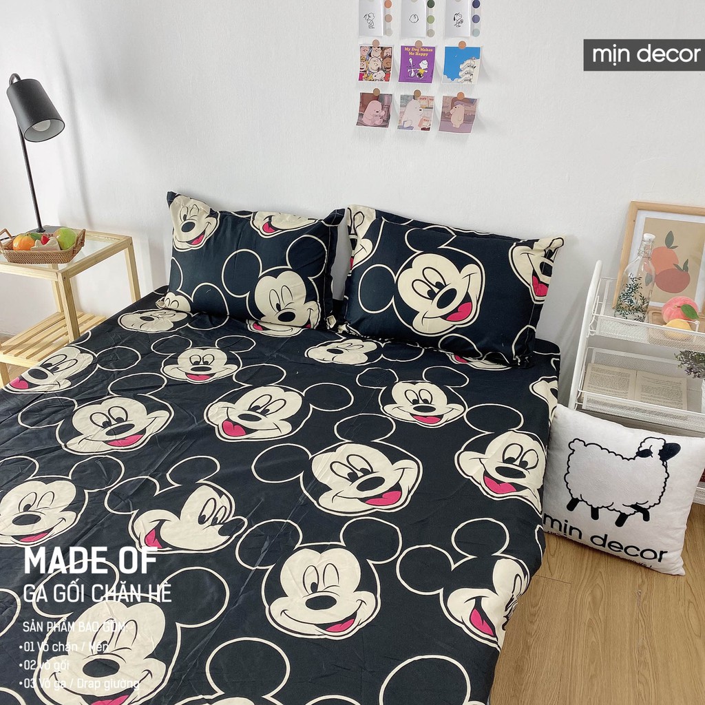 [Mẫu Mới 2021] Bộ Ga Giường Cotton 3D Mịn Decor - Drap Giường + 2 Vỏ Gối In 3D Ga Chun Mềm Mịn Nhiều Màu Sắc