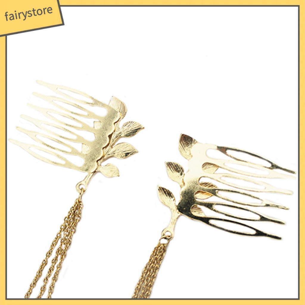 Lược cài tóc hình chiếc lá đính đá thời trang thanh lịch dành cho nữ