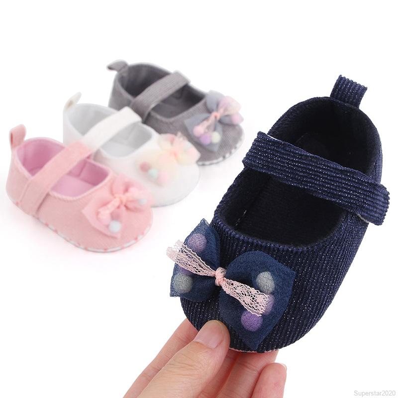 Giày Thể Thao Đế Mềm Chống Trượt Đính Nơ Thời Trang Mùa Thu Cho Bé Gái 0-12 Tháng Tuổi