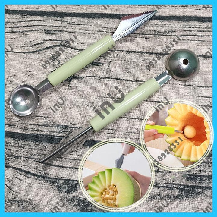 HCM - Muỗng múc tỉa trái cây hai đầu làm bingsu viên tròn tráng miệng mát lạnh