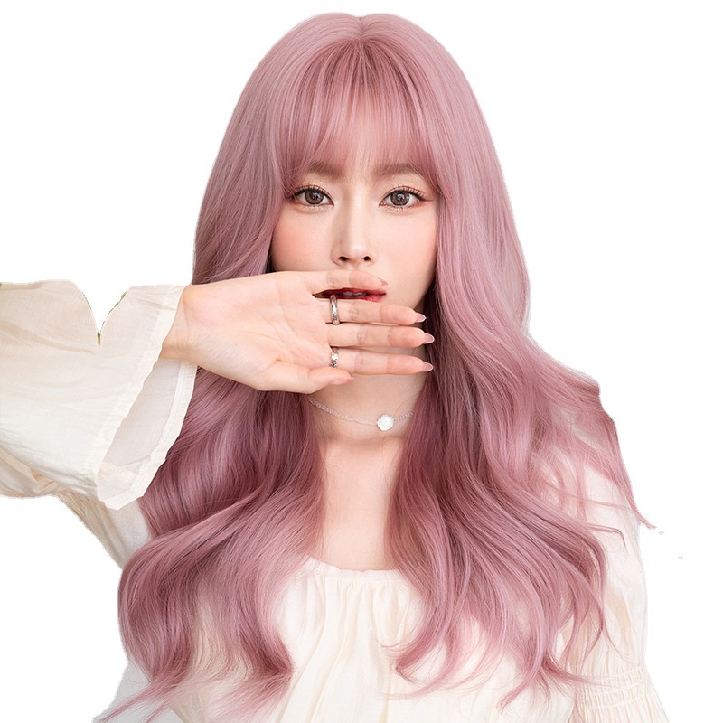Bộ Tóc Giả Xoăn Dài Màu Hồng Phong Cách Lolita C-0338 Ốp