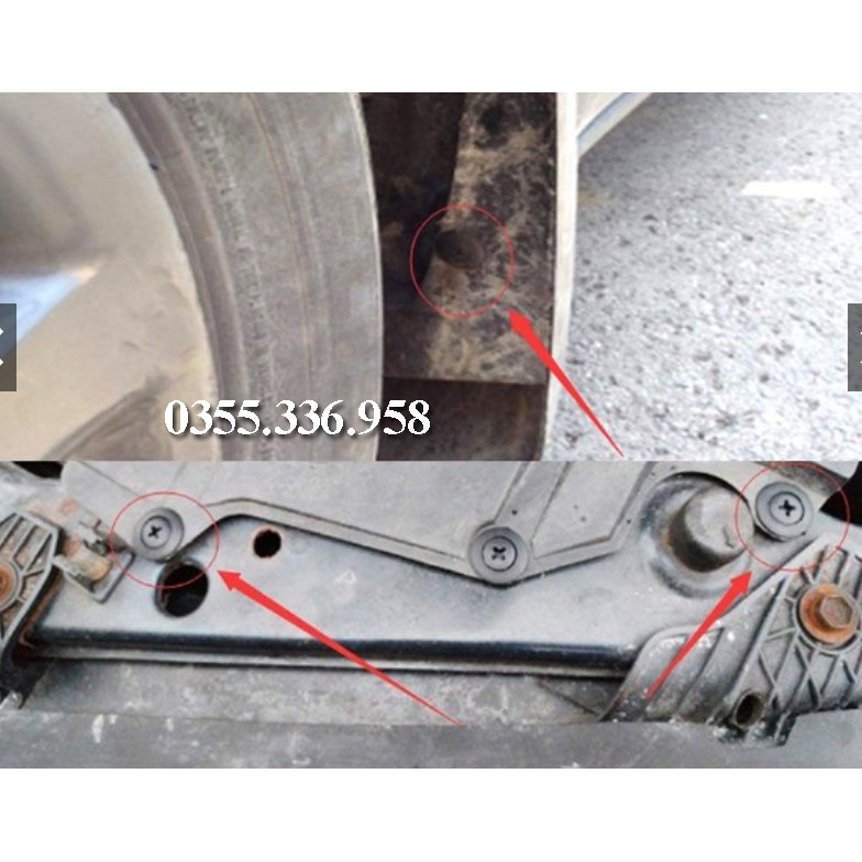 Vít chốt nở Nhựa 8mm Loại màu đen Túi 100 cái chuyên dùng có ren cho xe hơi ô tô đường kính 8mm