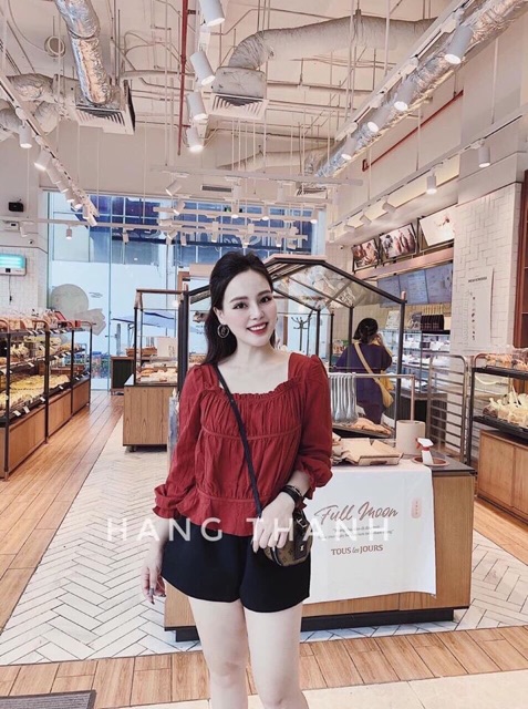 Áo đũi cổ vuông tay dài bèo