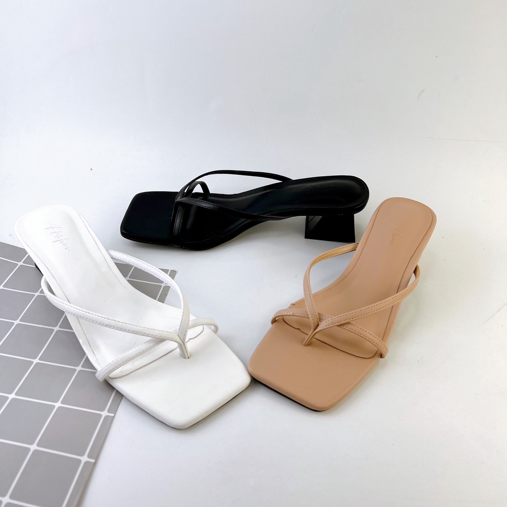Giày Cao Gót 5cm Xỏ Ngón Thời Trang Hishoo Quai Mảnh Cao Cấp S012