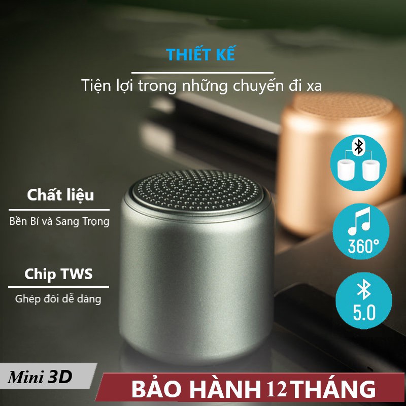 Loa di động Bluetooth Mini JVJ 3D little fun- Loa Bluetooth Mini Âm Thanh Nổi Siêu Bass bỏ túi tiện lợi, BH 12 tháng
