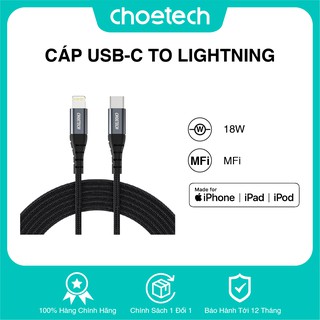 Dây cáp sạc choetech usb type-c to lightning chuẩn mfi 1.2m