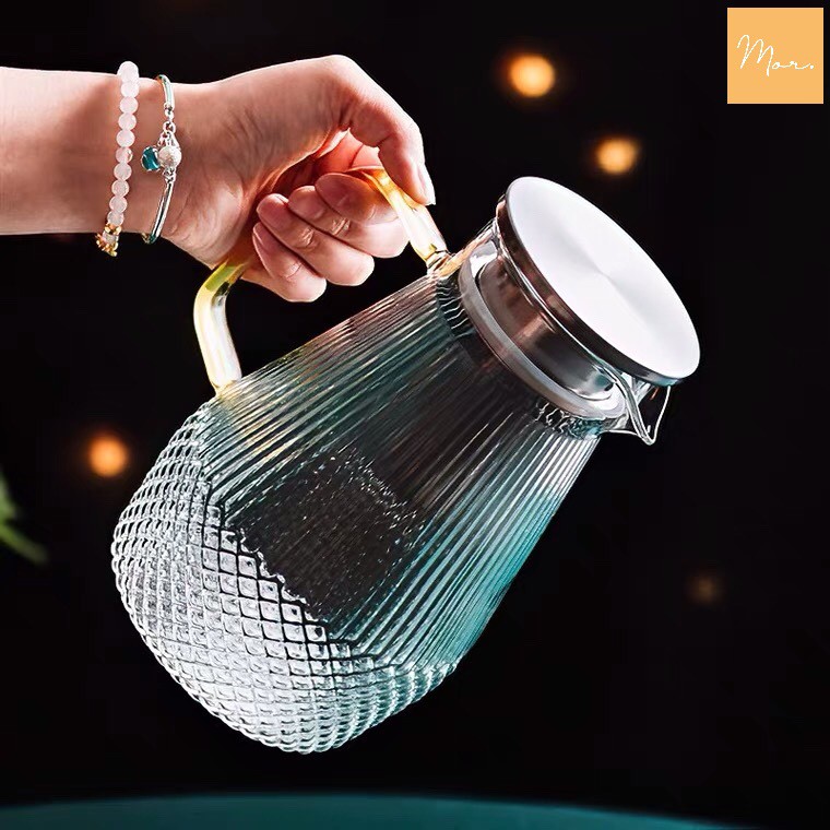 Bộ bình nước thủy tinh vân sọc - 1.6L
