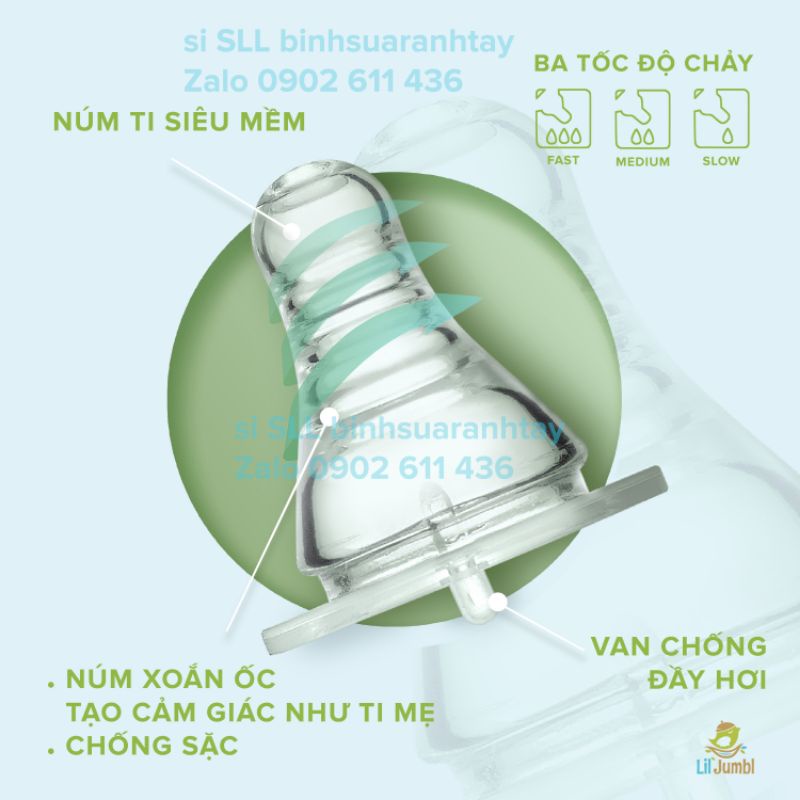 [Ưu đãi HCM] Bình sữa rảnh tay Lil Jumbl Mỹ 300ml