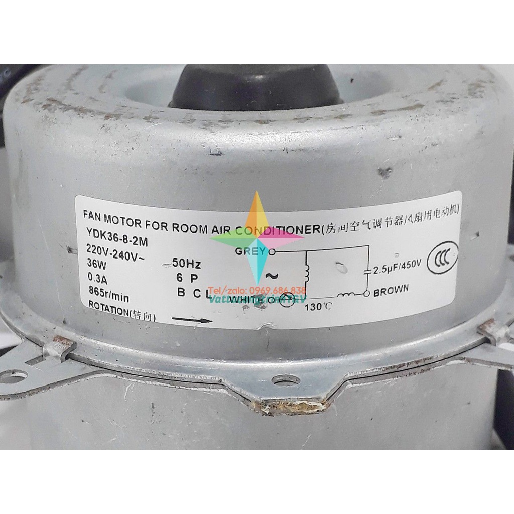Motor quạt dàn nóng điều hòa 220V -36W - ngược chiều dây đồng