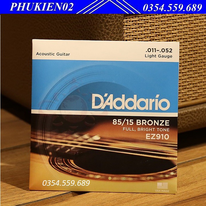 Bộ Dây Đàn Guitar Acoustic Cỡ 11 D'Addario EZ910 - EZ910