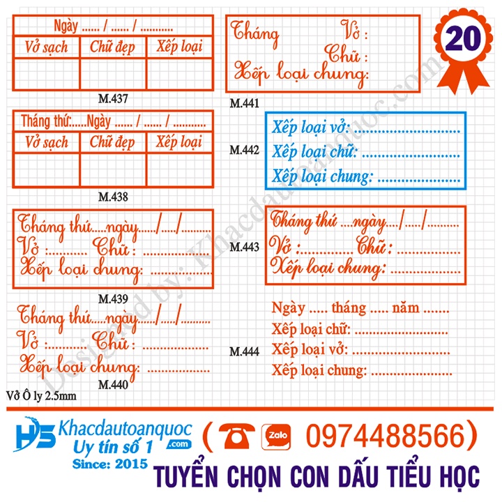 Con dấu nhận xét vở sạch chữ đẹp tiểu học