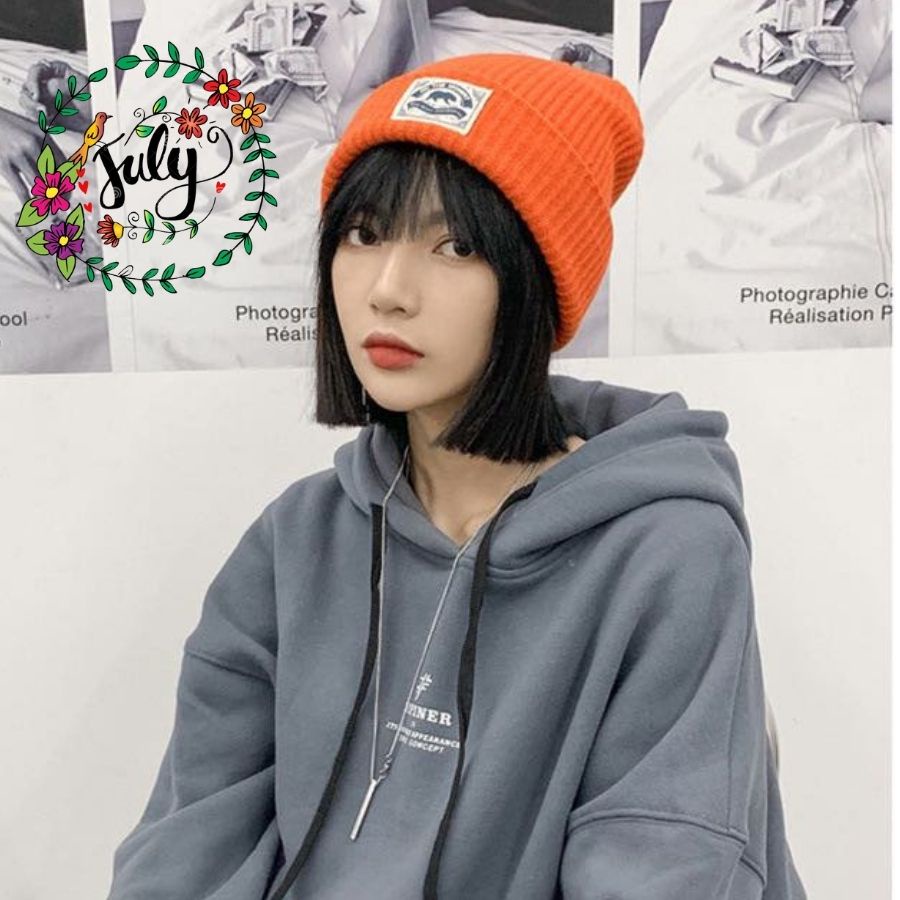 Mũ len unisex dệt kim JULY Mũ len phong cách Hàn Quốc Ulzzang dệt kim giữ ấm thu đông se lạnh năng động