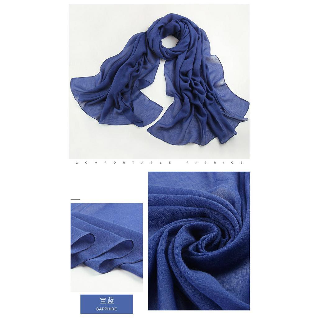 Khăn quàng lụa lanh cotton trắng mỏng đa thời trang xuân thu dành cho nữ