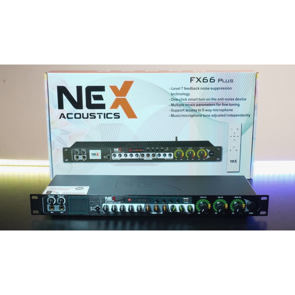Vang cơ chuyên nghiệp Nex Fx66 Plus - Chống hú tối ưu với chế độ FBX, Echo nhẹ mượt mà, cổng sub riêng biệt