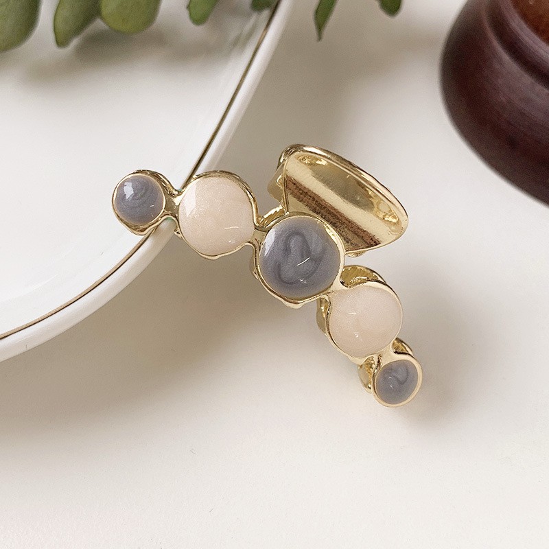 kẹp tóc càng cua NOVSET kẹp tóc hàn quốc đẹp thiết kế Kim Loại dáng dài họa tiết Hình Tròn Phối Màu Mã #111