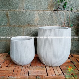 Chậu xi măng đá mài Bầu Sọc 25x30cm