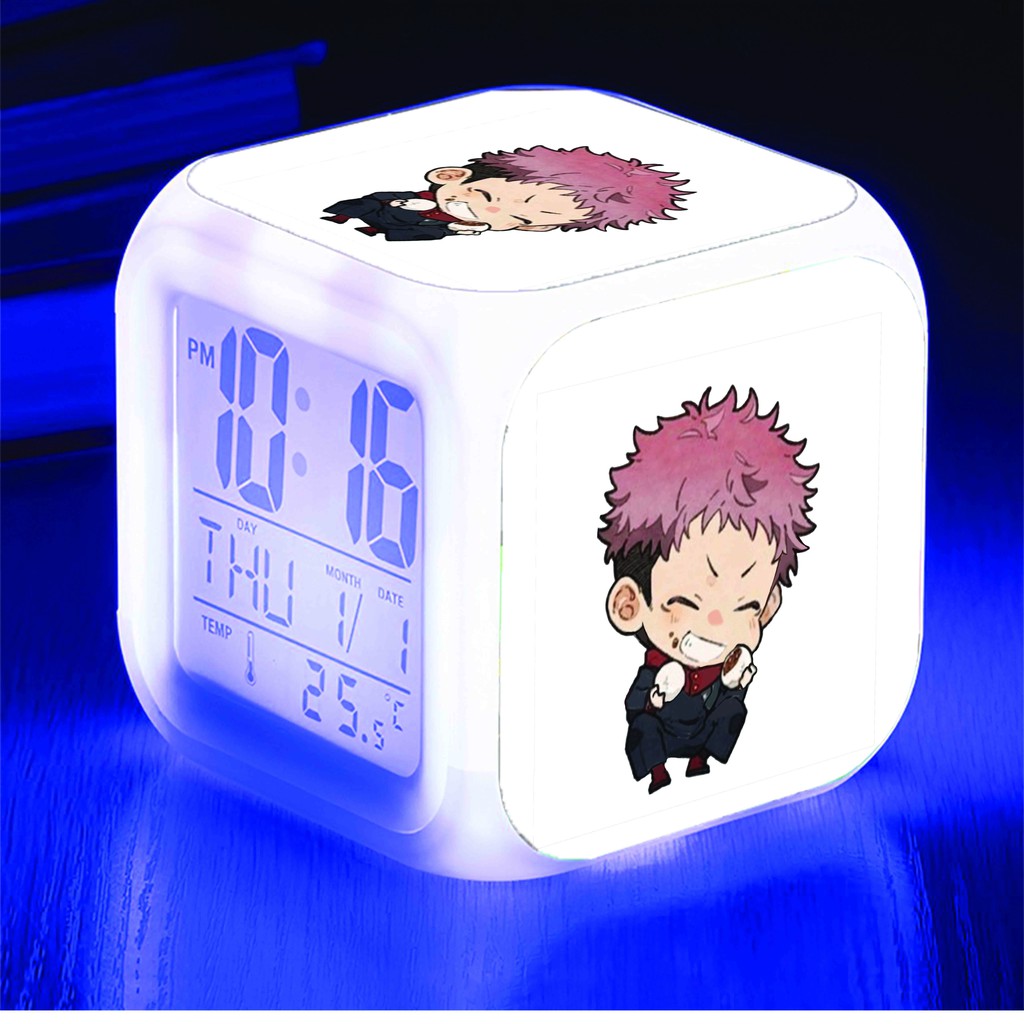 Đồng hồ báo thức để bàn in hình JUJUTSU KAISEN CHÚ THUẬT HỒI CHIẾN PI.TA anime chibi LED đổi màu