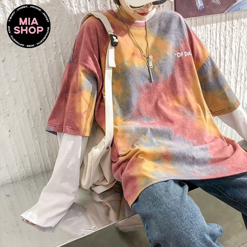 Áo thun tay lỡ MIA, Áo phông nữ form rộng dáng Unisex/Ulzzang, Loang màu mặc lẻ cặp nhóm hình OF DAY