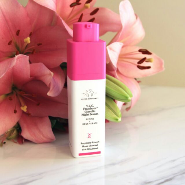 Serum chống lão hóa, tẩy da chết, mờ thâm Drunk Elephant T.L.C Framboos Glycolic Night Serum