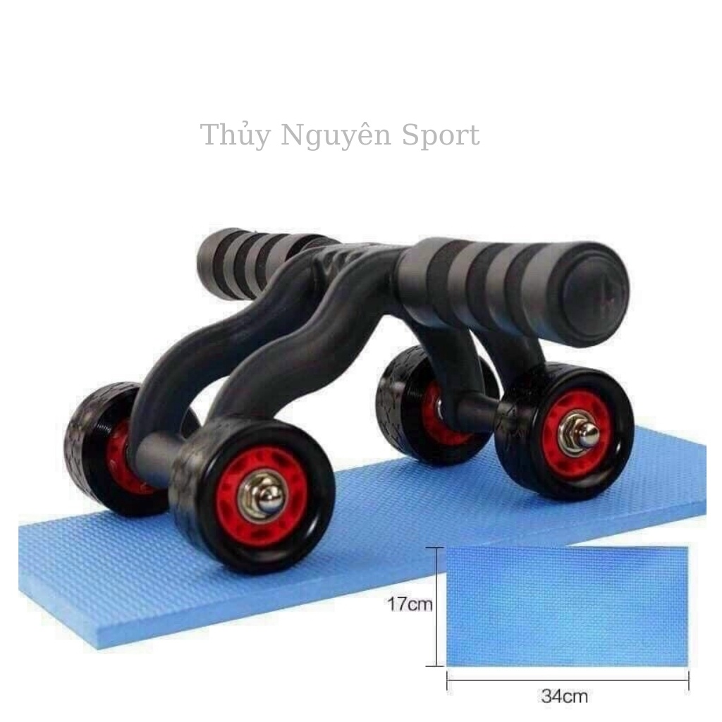 Con Lăn Tập Bụng Chính Hãng 4 Bánh Giúp Đốt Cháy Mỡ Thừa Rèn Luyện Cơ Bắp Săn Chắc Tặng Kèm Miếng Thảm Lót