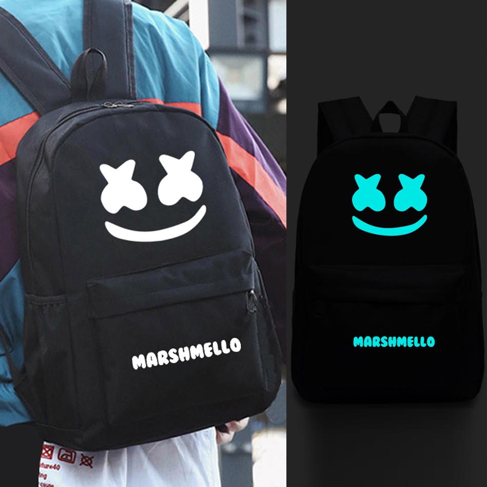 Balo logo dạ quang Marshmello, chất liệu vải cao cấp bền đẹp