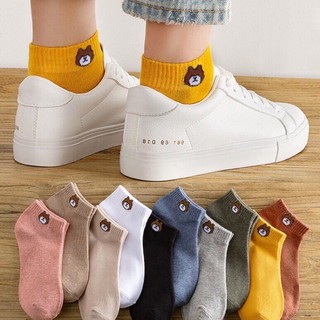 SET 10 ĐÔI TẤT GẤU BROWN CỔ NGẮN KÈM TÚI ĐỰNG