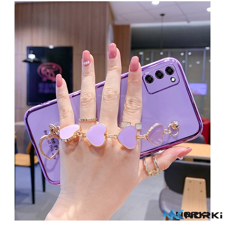 Ốp Điện Thoại Mềm Mạ Hình Trái Tim Có Dây Đeo Cho Samsung Note 20 20Ultra Note 8 9 10 Plus 10Lite A6Plus A7 2018