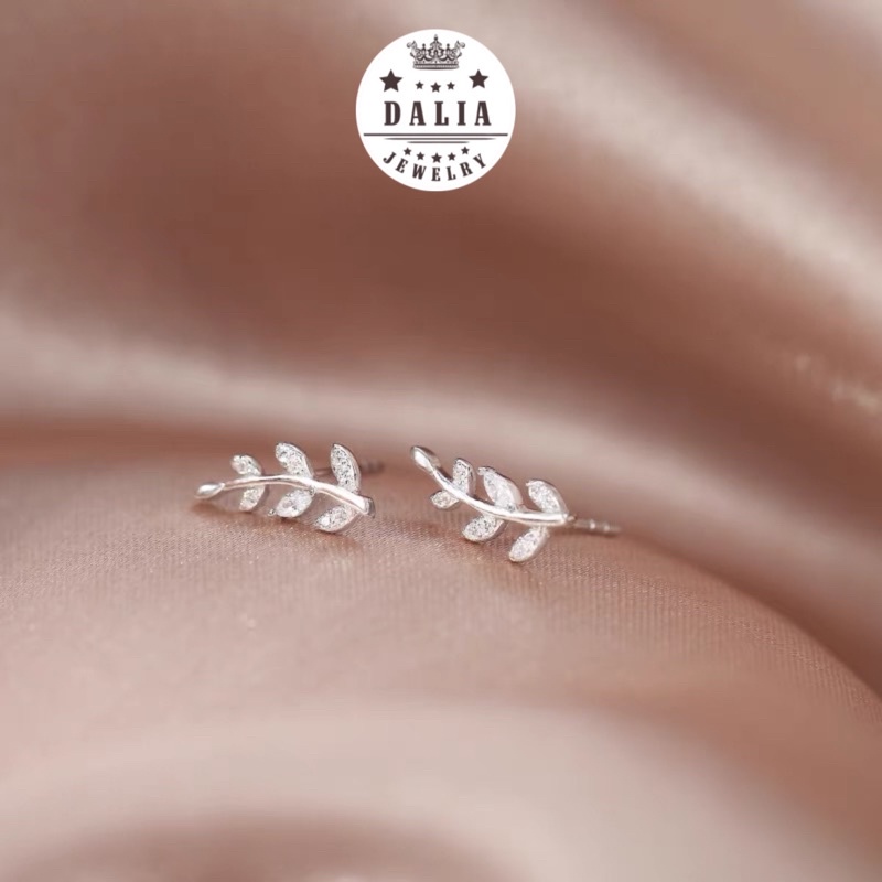 Bông tai bạc nữ DaLiA Jewelry khuyên tai hình chiếc lá cá tính chuẩn bạc 925