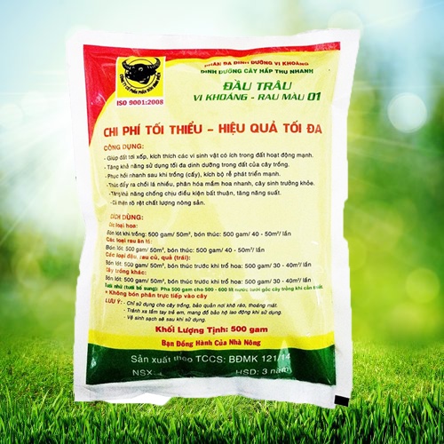 Đầu Trâu Vi Khoáng Rau Màu 01 500gram Phân bón cung cấp vi khoáng dễ hấp thu