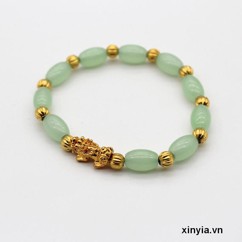 Vòng Tay Hạt Đá Mã Não Hình Oval Cứng Vàng May Mắn Cho Nữ