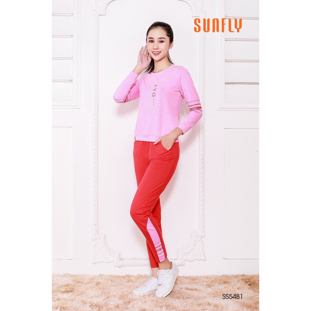 Bộ đồ cotton áo dài tay, quần dài SUNFLY SS5481