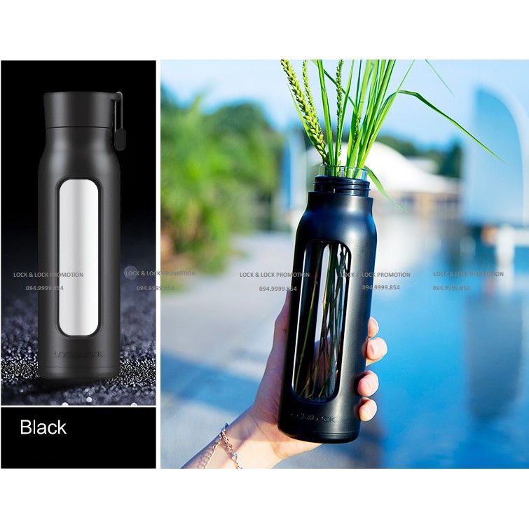 [ LOCK&amp;LOCK ] Bình thủy tinh bọc nhựa Lock&amp;Lock Name 350ml LLG651