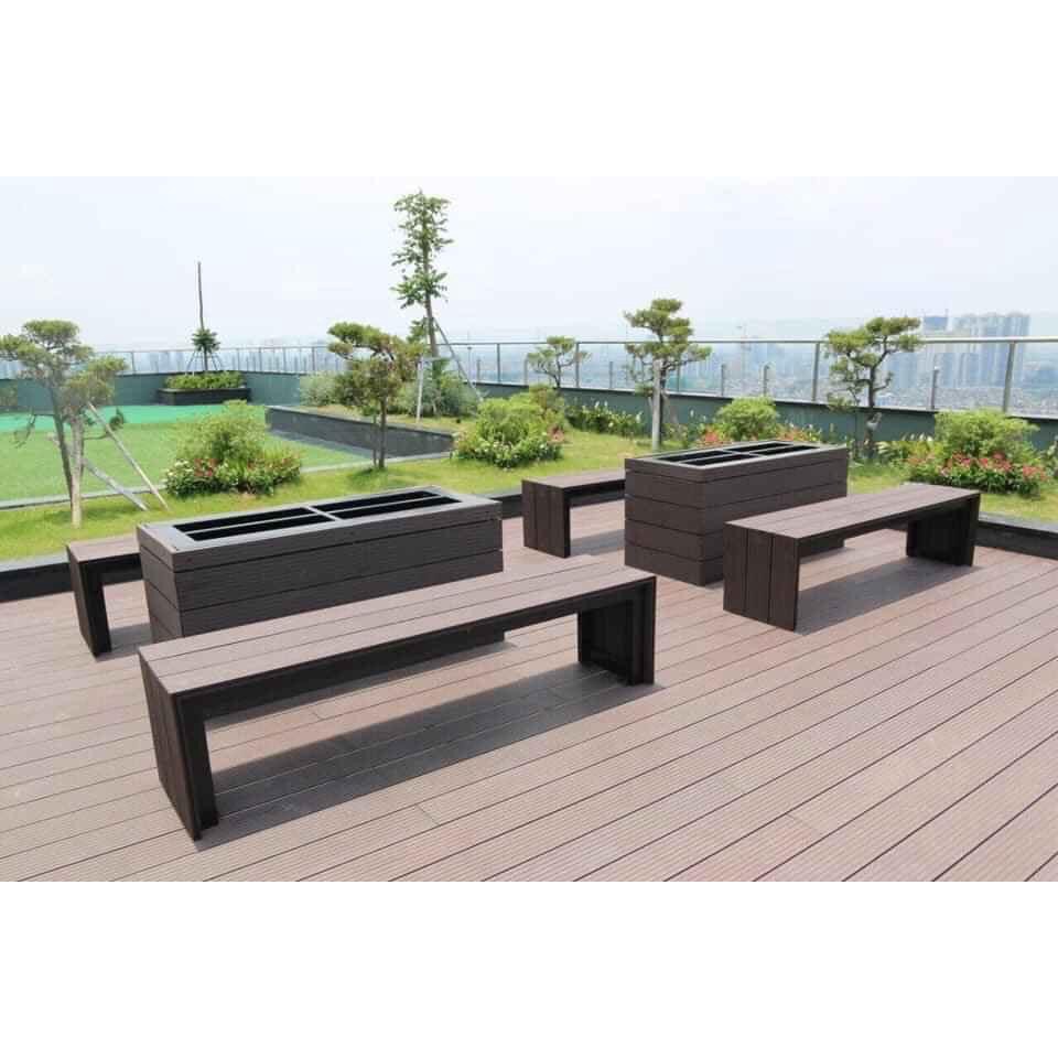 Thanh sàn gỗ nhựa 4 lỗ vuông  hồ bơi, sân vườn, hồ cá, kt 140x25x2200mm, giao trong ngày