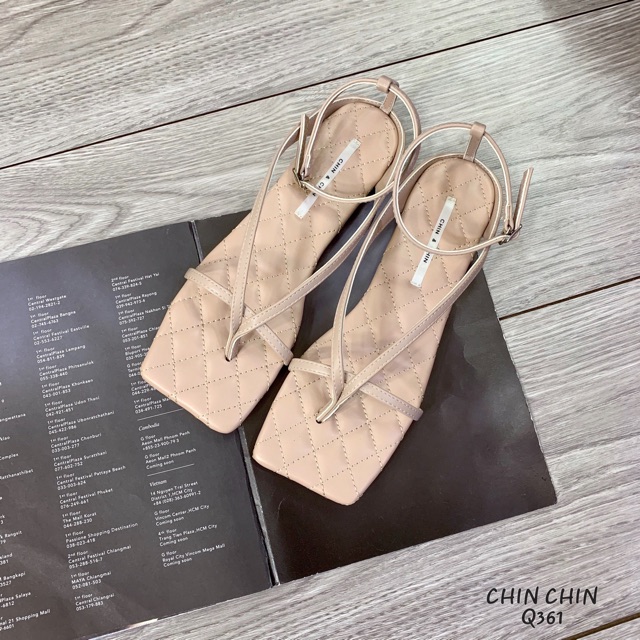 SANDAL CHIN CHIN XỎ NGÓN BỆT MẶT CHẦN CHỈ