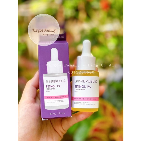 Serum Skin Republic Retinol 1% + Squalane 30ml - Dưỡng sáng da mờ thâm nám