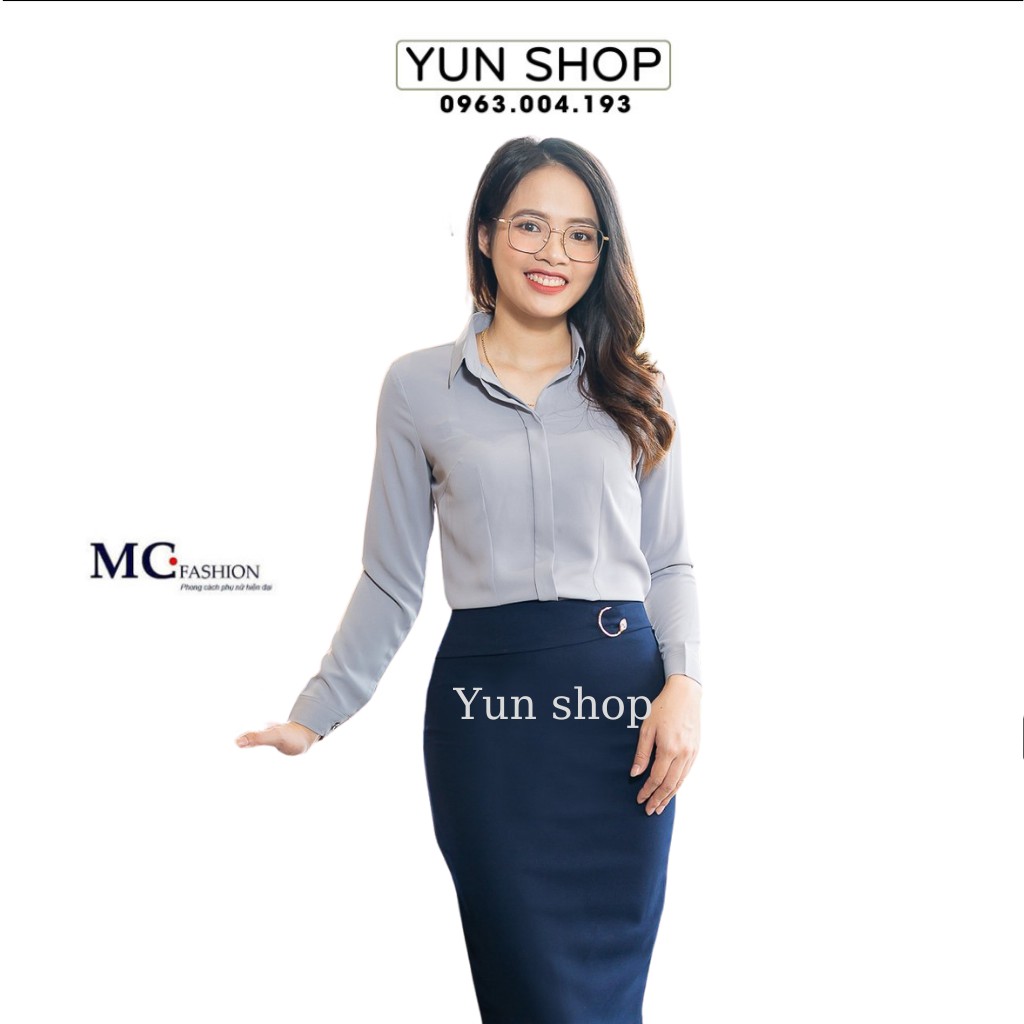 Sơ Mi Công Sở Nữ, Áo Sơ Mi cao Cấp Cổ Đức  Đẹp, Kiểu Dáng Tay Dài , Màu Mới Đẹp Chuẩn Hãng MC Fashion A686