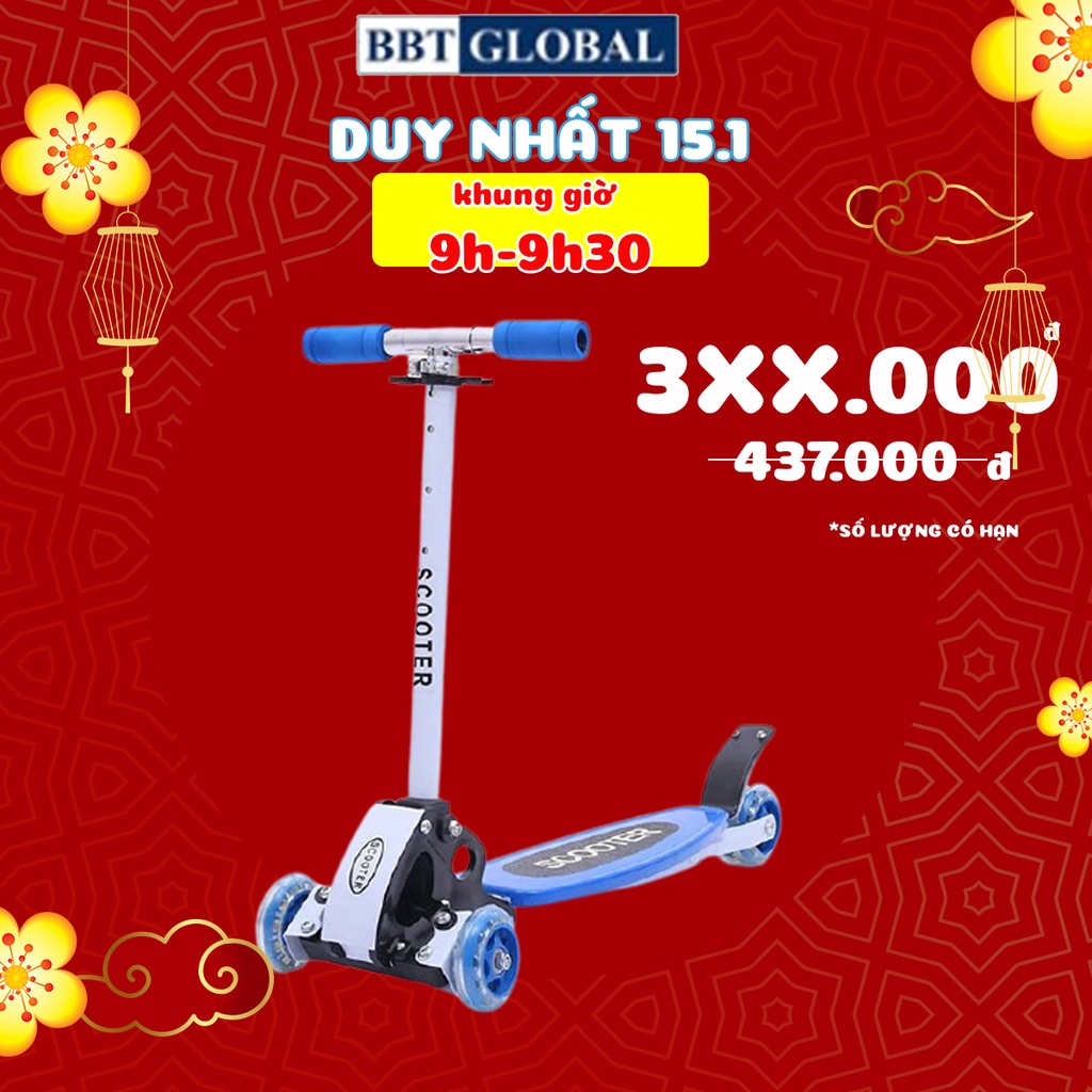 Xe trượt scooter 3 bánh cho bé chắc chắn,an toàn,tiện lợi BBT Global KM956A