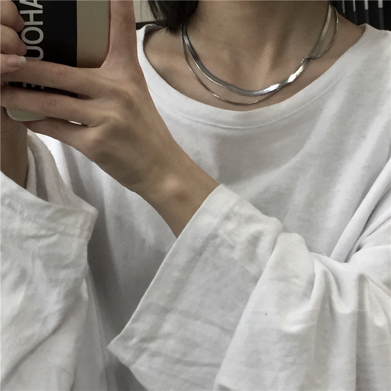 Dây chuyền hai lớp dạng chuỗi xương rắn phong cách hip hop cổ điển 19A1251