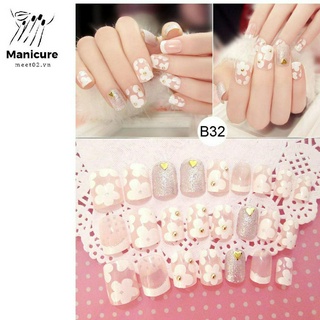 Bộ 24 Móng Tay Giả Trang Trí Cho Cô Dâu