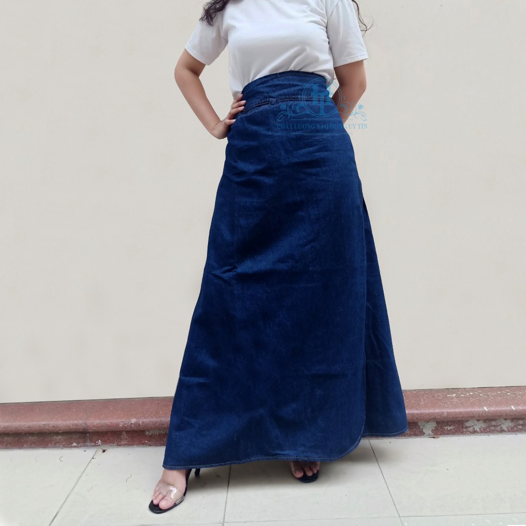 [ẢNH THẬT TỰ CHỤP] Váy Chống Nắng Xẻ Tà Nút Bấm Chất Liệu Jean Trơn Cao Cấp Có Chân Váy Dài Và Lưng Thun Co Dãn | BigBuy360 - bigbuy360.vn