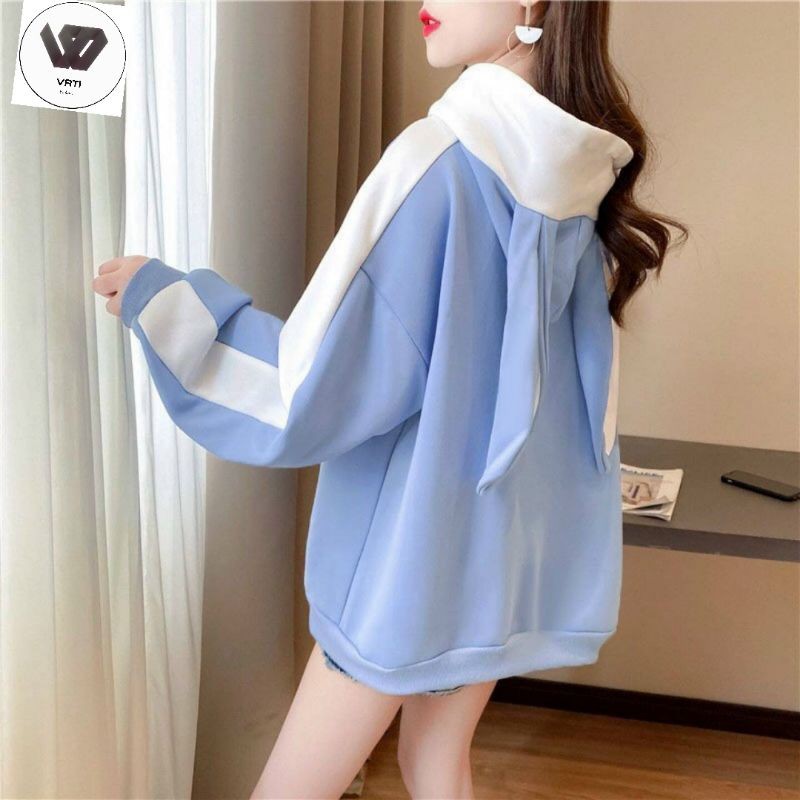 (HÌNH THẬT HÀNG THẬT) Áo khoác nỉ hoodie Rabbit tai thỏ dễ thương form rộng unisex
