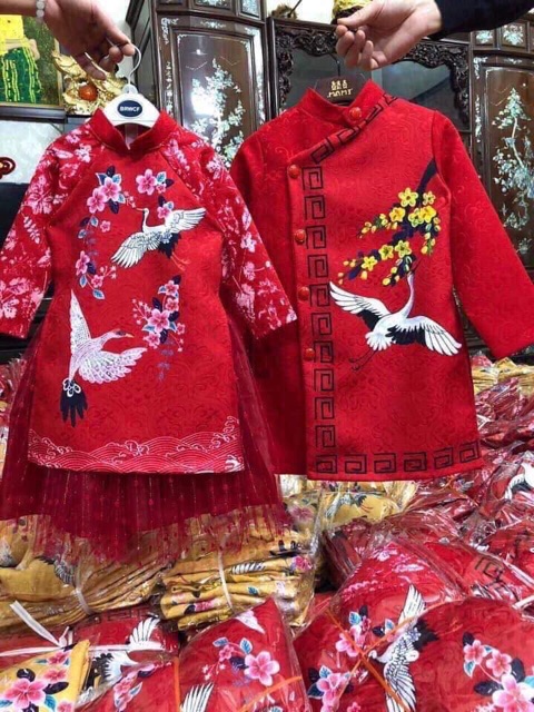 Áo dài chim hạc cho bé 22-35kg | BigBuy360 - bigbuy360.vn