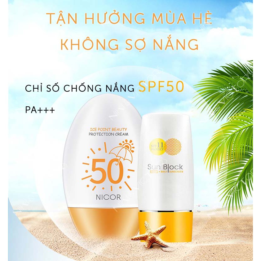 Kem Chống Nắng NICOR SPF 50+ Bảo Vệ Da Chống Tia Cực Tím An Toàn Tuyệt Đối Cho Da