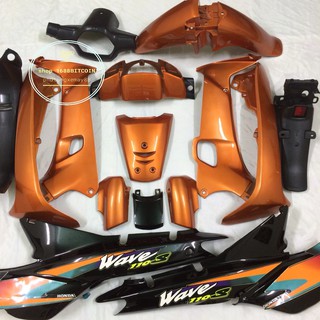 Bộ dàn áo xe WAVE alpha - wave thái -wave 110 -wave nhỏ ,màu Cam Sườn Đen-nhựa ABS CAO CẤP